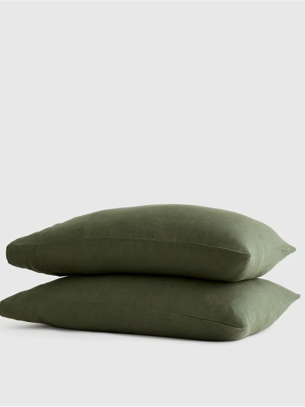 European Linen King Sheet Set - White with Pine Pillowcases - Retail $204